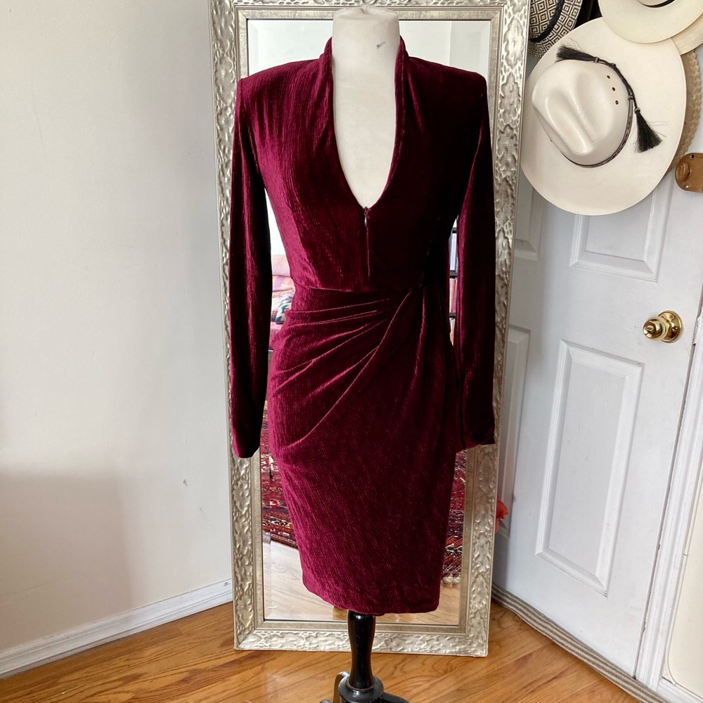Elegant Burgundy Velvet Dress